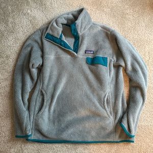Patagonia grey and blue sweater
